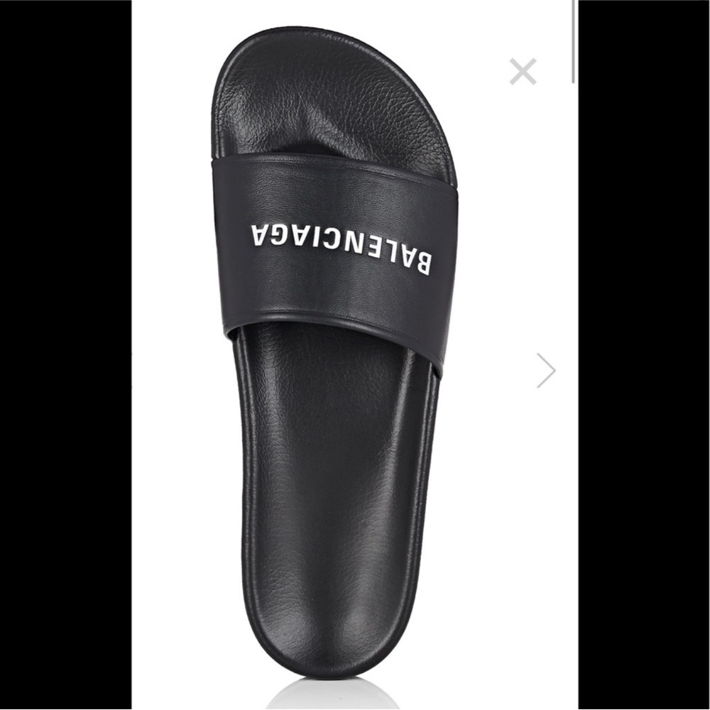 Balenciaga Men's Black Logo Slide Sandals